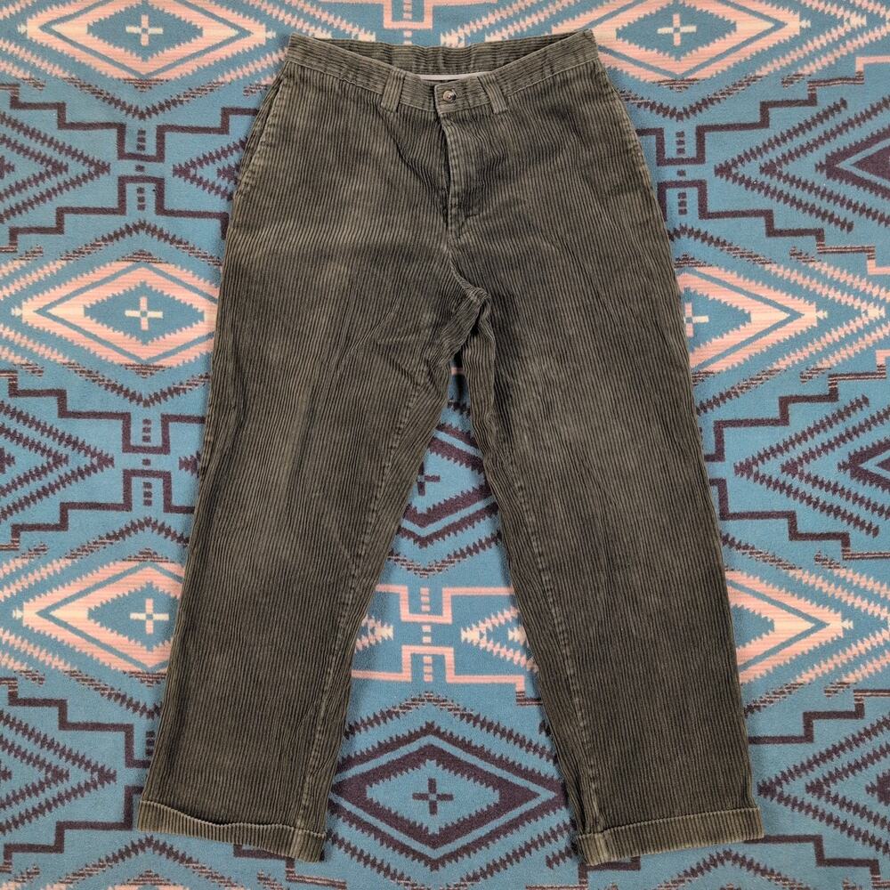 LL Bean Corduroy Pants Mens 31x28 Pleated Baggy Business Casual Vintage 1990s